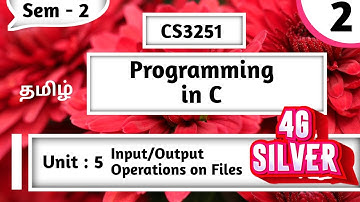 Input/Output Operations on files in Tamil | Programming in C | Unit 5 File Handling in C | CS3251