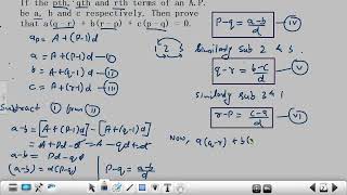 prove if pth, qth and rth terms of an a.p. be a, b and c . a(q–r)   b(r–p)   c(p–q) = 0. ap class 10