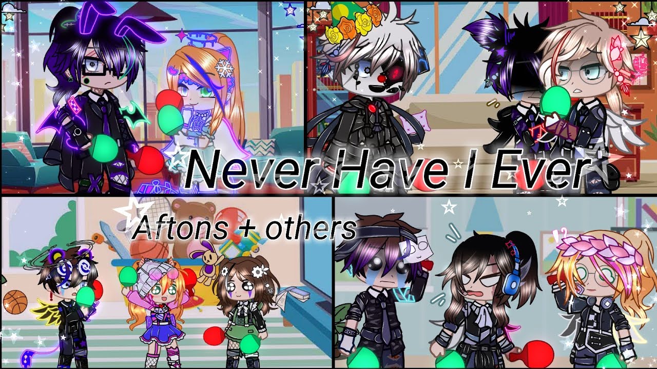Aftons + others play Never Have I Ever || FNaF || [MY AU] || ☆*•Black Cat Dragon•*☆