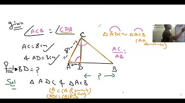 ∠ACB = ∠CDA AC = 8 cm & AD = 3 cm find BD =?