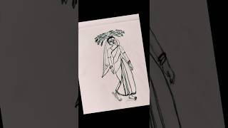 Woman with leaf bendal 💛💛 #shorts #art #drawing
