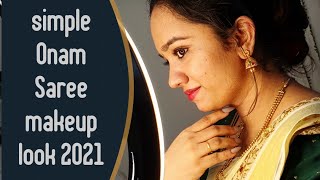 Simple Onam Saree Make-up look 2021||DinuSarath Vlogs || Malayali Youtuber
