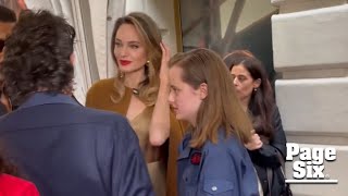 Angelina Jolie and daughter Vivienne, 15, attend the opening of Broadway musical ‘The Outsiders’
