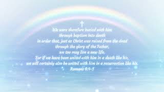 Rainbow Cross with Romans 6:4-5 || 1 Hour Baptism Background || 4K Easter Meditation Loop screenshot 4