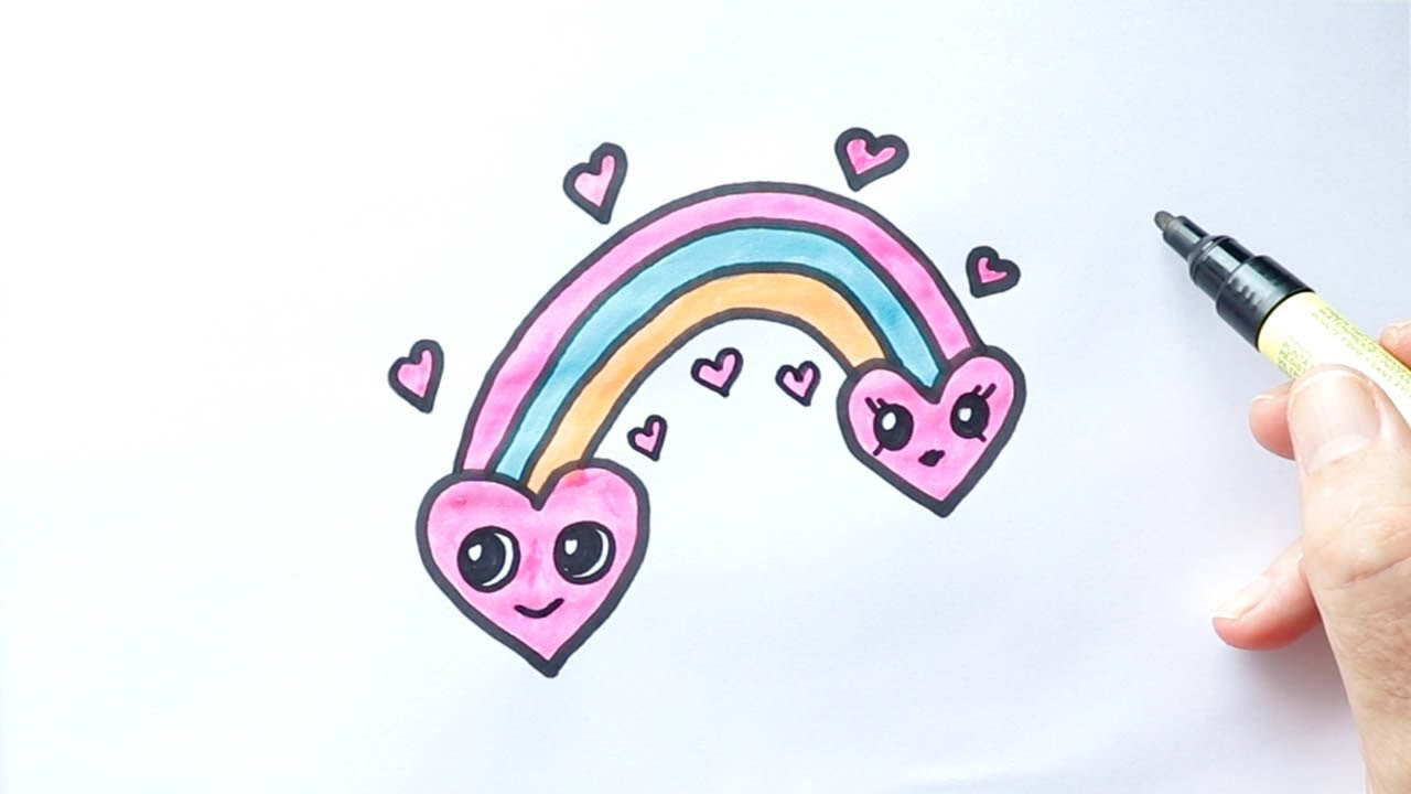 Cómo dibujar un arcoiris kawaii | Dibujos fáciles y lindos - thptnganamst.edu.vn