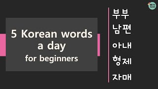 1081-1085 부부, 남편, 아내, 형제, 자매 |TOPIK Vocabulary for beginners|5 Korean words a day(Mon-Fri.)