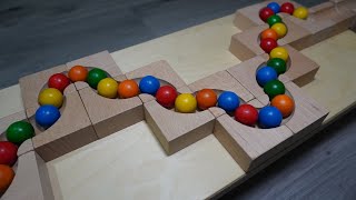 MARBLE RUN WOODEN TRACK COLORED BALLS!