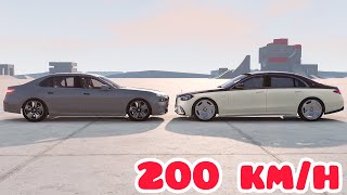 BMW i7/7 Series G70 vs Mercedes-Maybach S650 W223 💥 200 km/h (each one) 💥 BeamNG.drive CRASH test screenshot 3