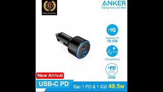 Sạc ô tô ANKER PowerDrive Speed II, 49.5W - 2 Cổng (1 USB-C PD 30W & 1 IQ 2.0 19.5W) - A2229