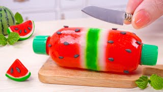 Watermelon Bottle Jelly 🍉 Making Coolest Miniature Fruit Jelly From The Bottle 😋 Sweet Mini Jelly