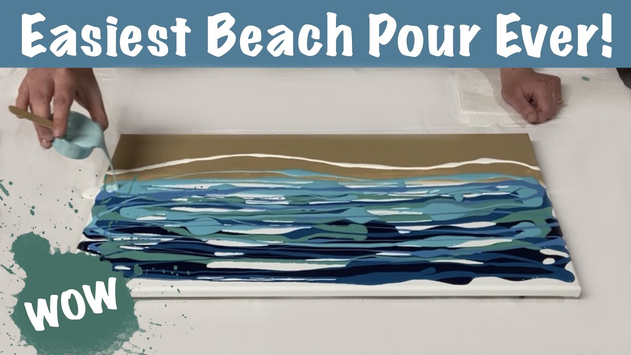 Relaxing BEACH SURF Pour With A Hair Dryer! 🏝 Satisfying Instrumental Acrylic Fluid Art