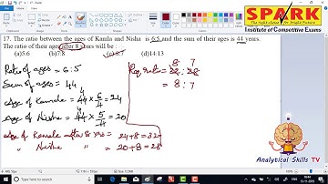 ratio and proportions || Question 17 ||  Spark Institute ||  Easy Arithmetic ||  Krishna Sir