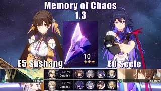 E5 Sushang & E0 Seele | 1.3 Memory of Chaos 10 3 Stars | Honkai: Star Rail