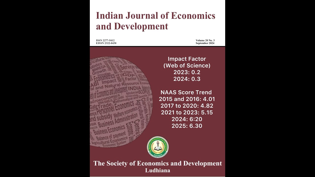 Journal metrics || Indian Journal of Economics and Development || ISSN 2277-5412 