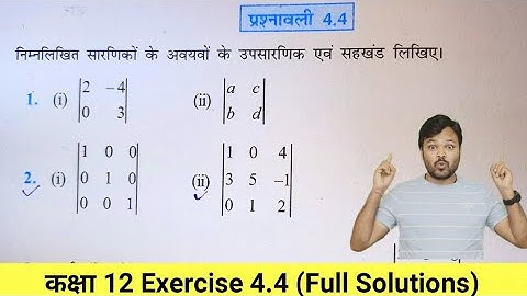 Class 12 Maths Exercise 4.4 NCERT Solution | कक्षा 12 प्रश्नावली 4.4 सारणिक | उपसारणिक  सहखण्ड