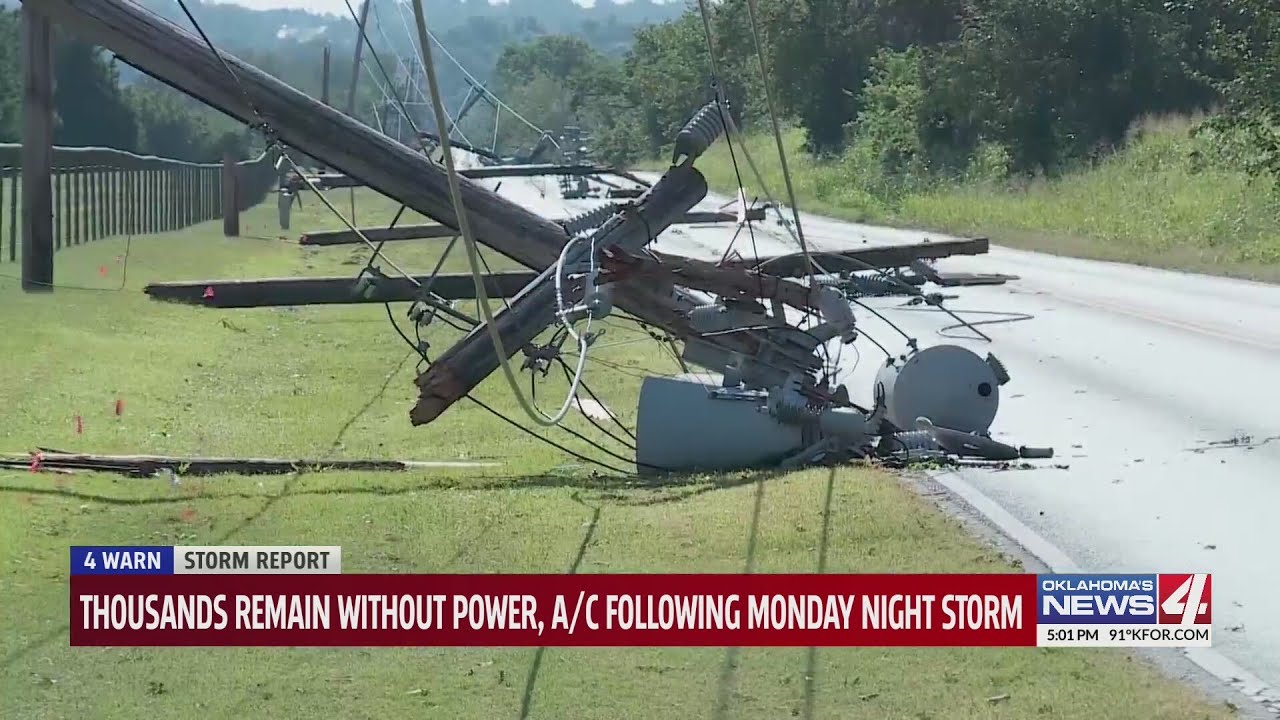 Thousands remain without power, a/c following Monday night storm - YouTube