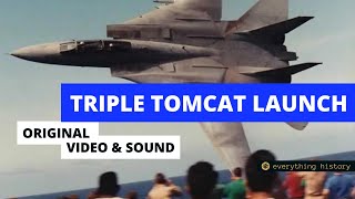 Triple F-14 Tomcat launch & Final flyby