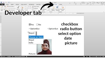 How to use checkbox, radio button, and select option using MS Word | Developer tab in Microsoft Word