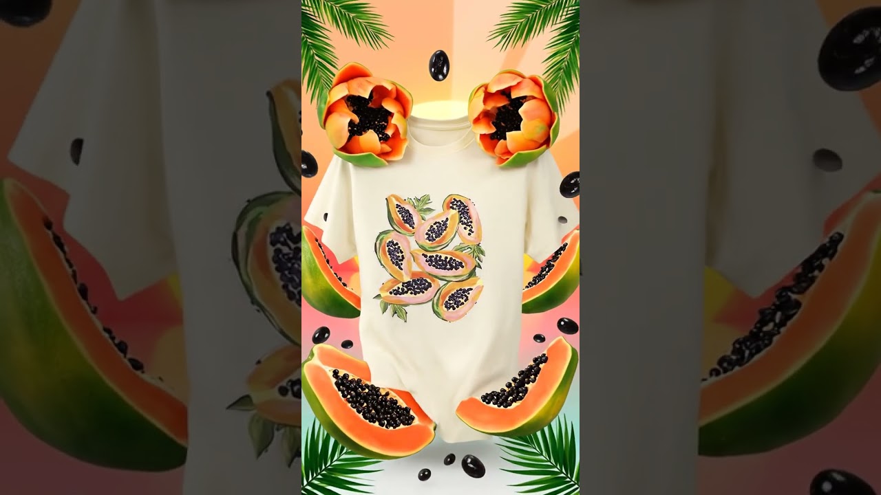 100% Cotton Papaya Print Tee by Amiiga | Asort Co-Commerce