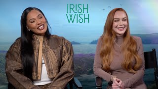 IRISH WISH Interview! Lindsay Lohan, Ayesha Curry, Ed Speelers. Lindsay on her cameo in THE HOLIDAY!