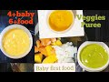 BABY FIRST FOOD/4 homemade baby food recipes for 4+ to 6+months babies/vegetables puree for babies