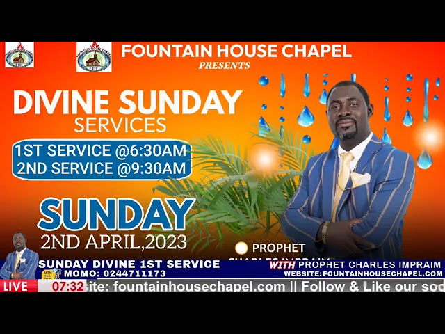 ⁣Fountain House Chapel  Sunday, April 2nd 2023 Divine 1st Service with Prophet Charles Impraim