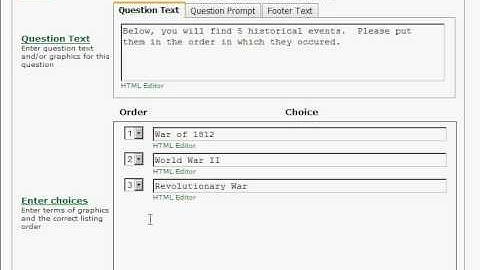 Creating Assessments in ANGEL (Part 4 of 8) - Adding Ordering Questions