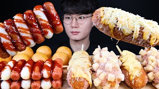 신메뉴 명랑핫도그 먹방ASMR MUKBANG TTEOKBOKKI & CHEESY CORN DOGS & CHEESE BALLS トッポッキ アメリカンドッグ  eating sounds