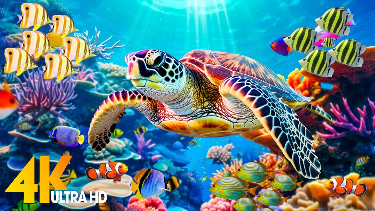 Ocean 4K – Sea Animals for Relaxation, Beautiful Coral Reef Fish in Aquarium (4K Video Ultra HD) #78