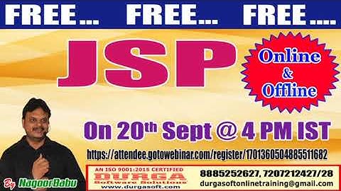 JSP (FREE Batch) Online/Offline Training in DURGASOFT