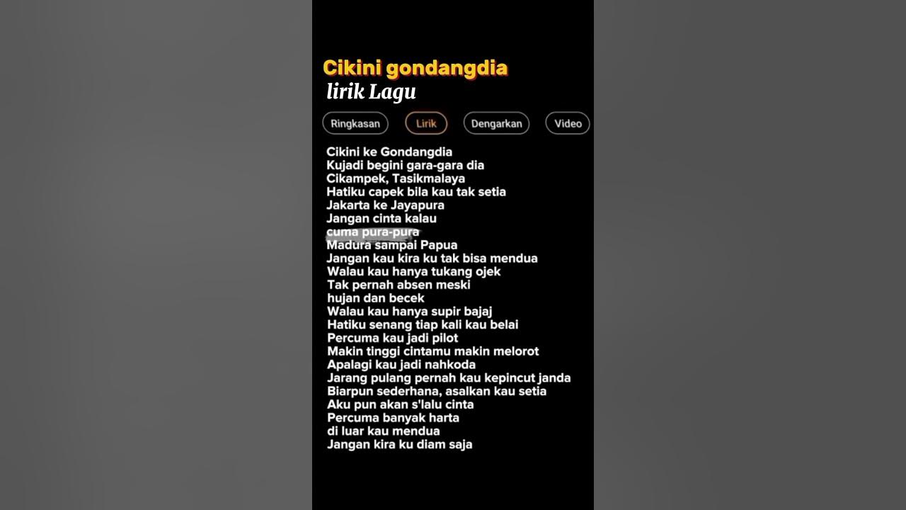 Lirik Lagu Cikini gondangdia