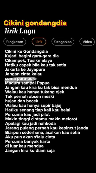 Lirik Lagu Cikini gondangdia