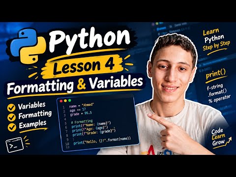 Python Tutorial for Beginners 🐍 | Lesson 4: Variables & String Formatting | Easy Examples