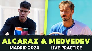 LIVE: Carlos Alcaraz & Daniil Medvedev Practice in Madrid!