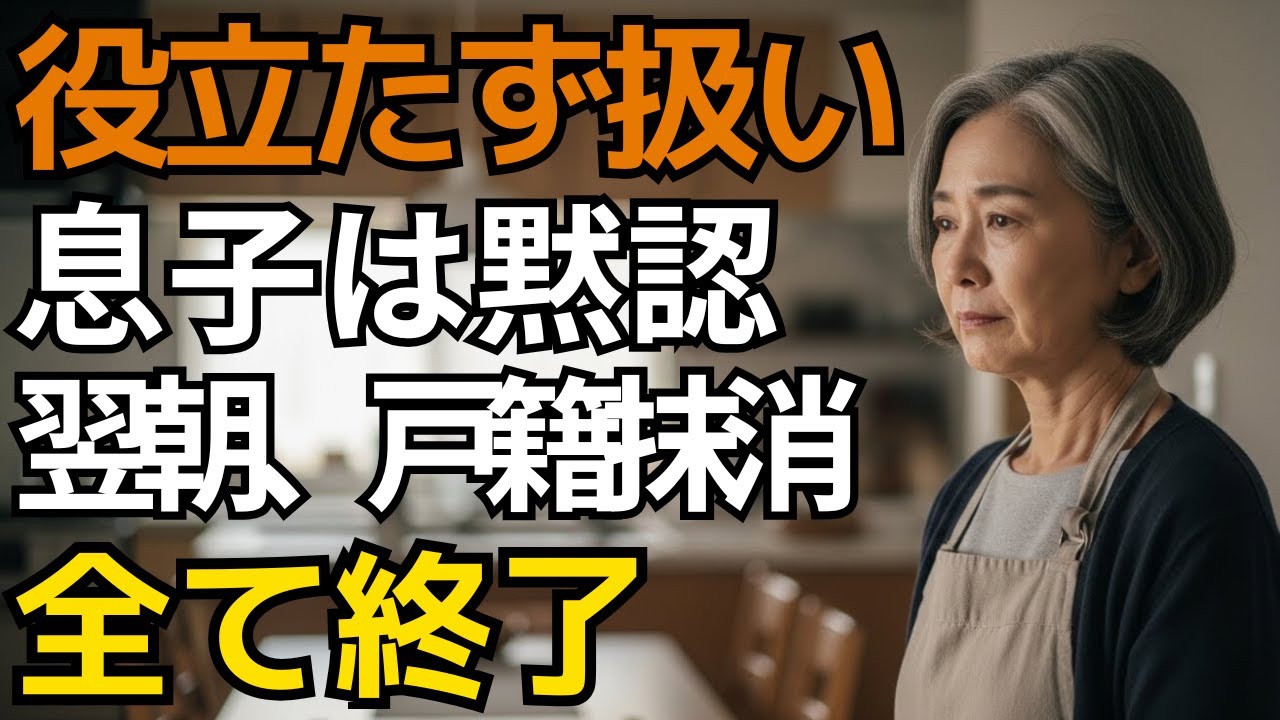 同居中の息子嫁に「役立たず」と罵られても私は笑った→翌朝、“戸籍から名前を消す”と宣言した瞬間…家の空気が凍りついた【シニアライフ】【60代以上の方へ】