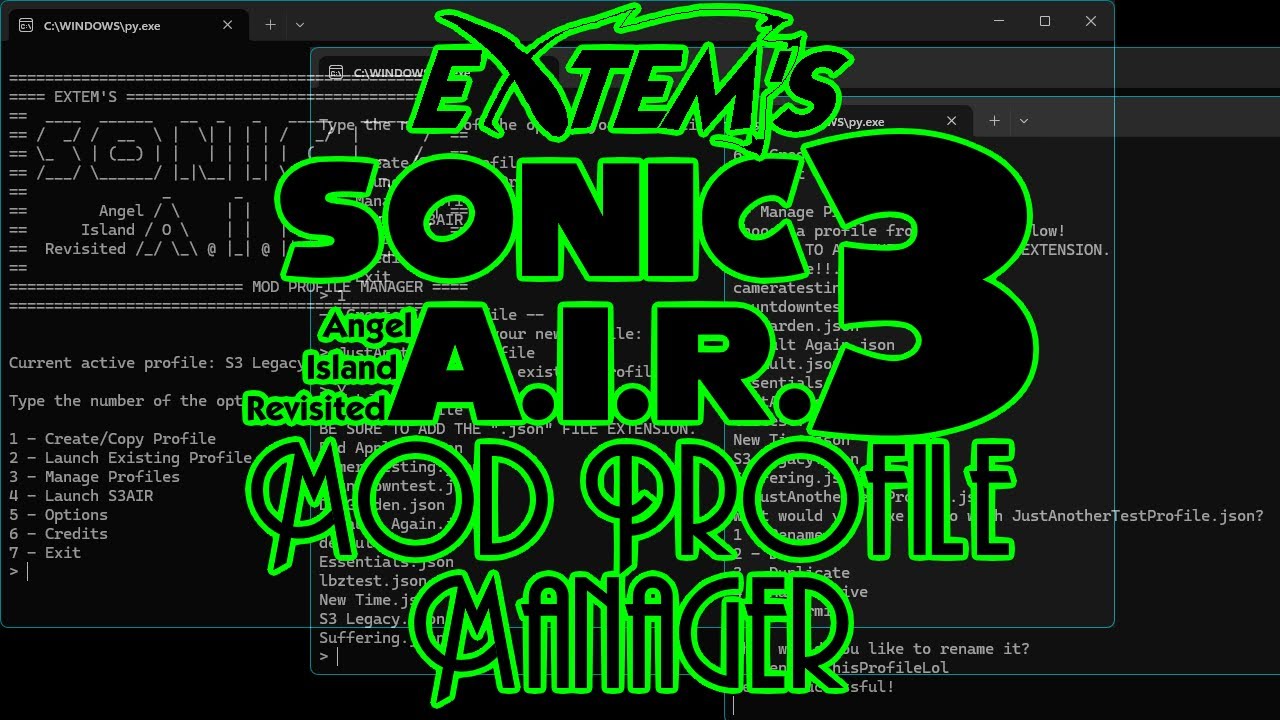 Sonic R Mod Manager Extem's Sonic 3 A.I.R. Mod Profile Manager - Tutorial & Demonstration ...