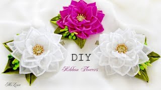 ЗАЖИМЫ С ЦВЕТАМИ, МК / DIY KANZASHI FLOWERS HAIR CLIP