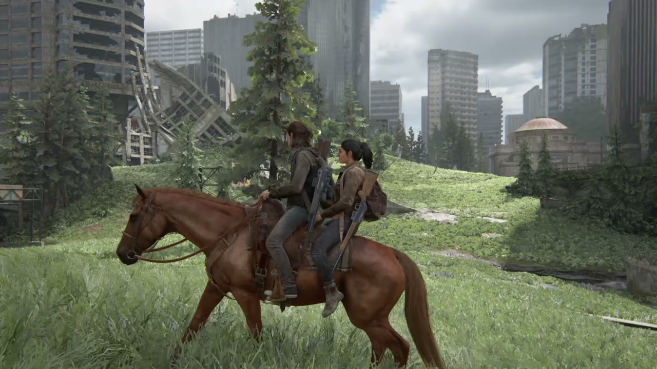 The Last of Us Part II Seattle Downtown Relaxing Horse Riding YouTube