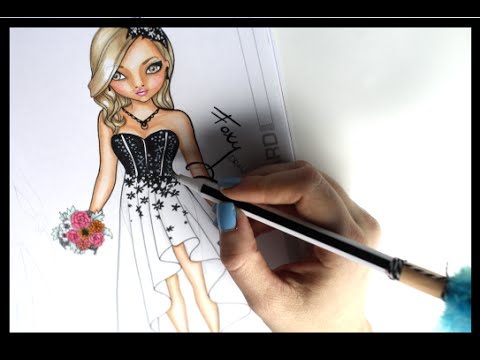 Topmodel Malbuch How To Draw Wedding Dress Hochzeitskleid Malen Copics Foxy Draws Youtube