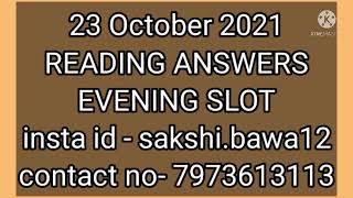 23 October 2021 reading answers evening slot