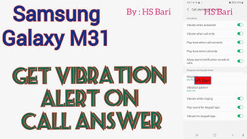Get vibration alert on call answer in Samsung Galaxy M31 mobile phone