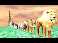 Paint Animals Gorilla Cow Lion Elephant Dinosaurs Fountain Crossing Animal Cartoon
