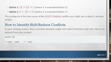 Understanding Shift/Reduce Conflicts in Bison