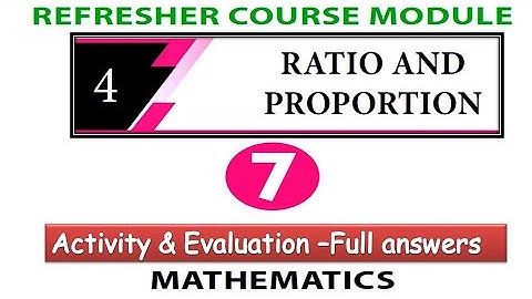 7th refresher course module maths unit 4 Ratio and proportion with answerkey|7th std maths refresher