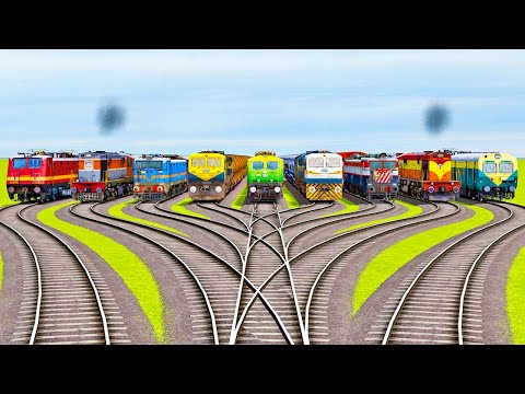 Diesel And Electric New Indian Trains Crossing | Branched Railroad | Train Simulator Classic
