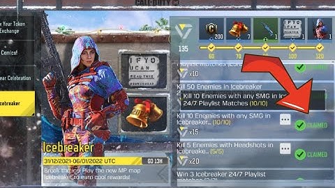 Call Of Duty Mobile Kill 10 Enemies with any SMG in Icebreaker 24/7 Playlist Matches Task Complete