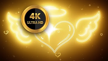 4K Neon Heart & Wings |1 Hour and 32 Mins of Golden Blinking Halo & Love Ambience | @LoopMatrix
