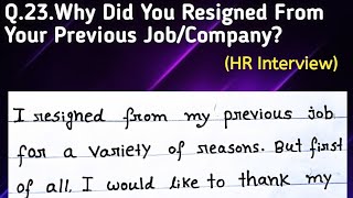 Why Did You Resigned From Your Previous Job |  Interview Questions | SRV Studyroom