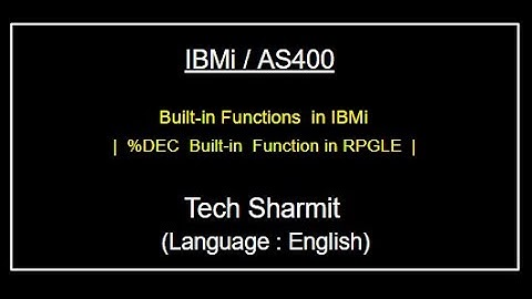 IBMi (AS400) %DEC Built-in function | built in functions in rpgle | as400 tutorial for beginners |
