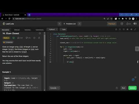 16. 3Sum Closest